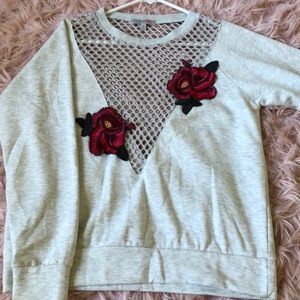 Fishnet rose sweater! Super cute